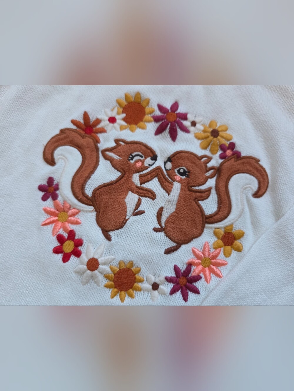 Gymboee "Happy Harvest"embroidered squirrel sweater - Picture 4 of 9